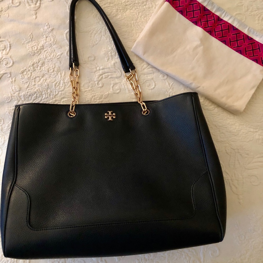Tory Burch Black Marsden Pebbled Leather Tote
